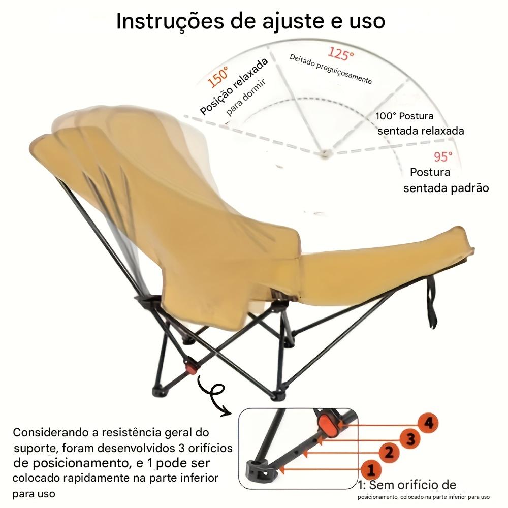 ( COMPRE 1 E LEVE 2 ) Cadeira de Camping Portátil Ajustável e Dobrável