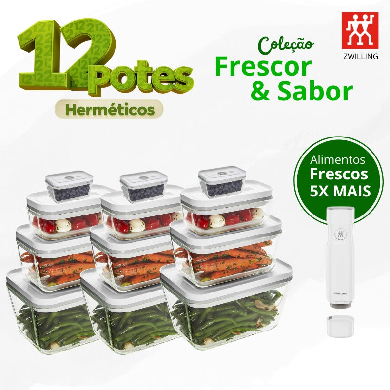 Kit 12 Potes Herméticos Zwilling + Bomba a Vácuo de Brinde