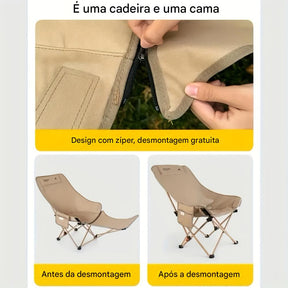 ( COMPRE 1 E LEVE 2 ) Cadeira de Camping Portátil Ajustável e Dobrável