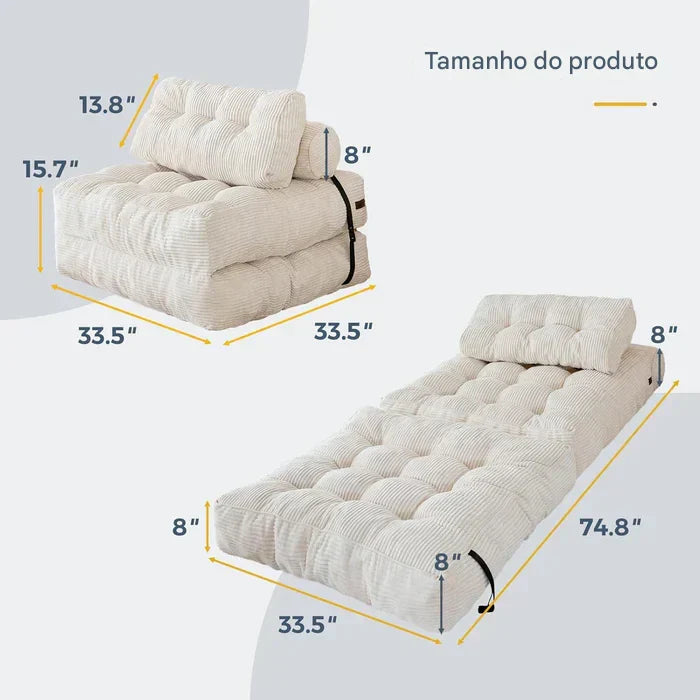 Sofá-Cama Dobrável com Travesseiro