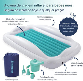 Colchão inflável portátil para crianças com trilho embutido