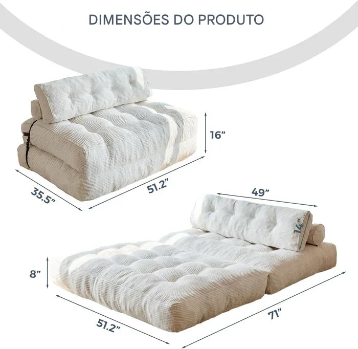 Sofá-Cama Dobrável com Travesseiro