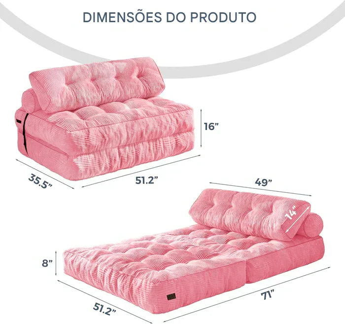 Sofá-Cama Dobrável com Travesseiro
