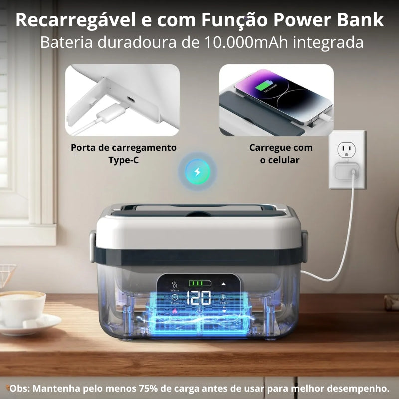 Lancheira Elétrica sem Fio Alimosty com Talheres de Brinde!