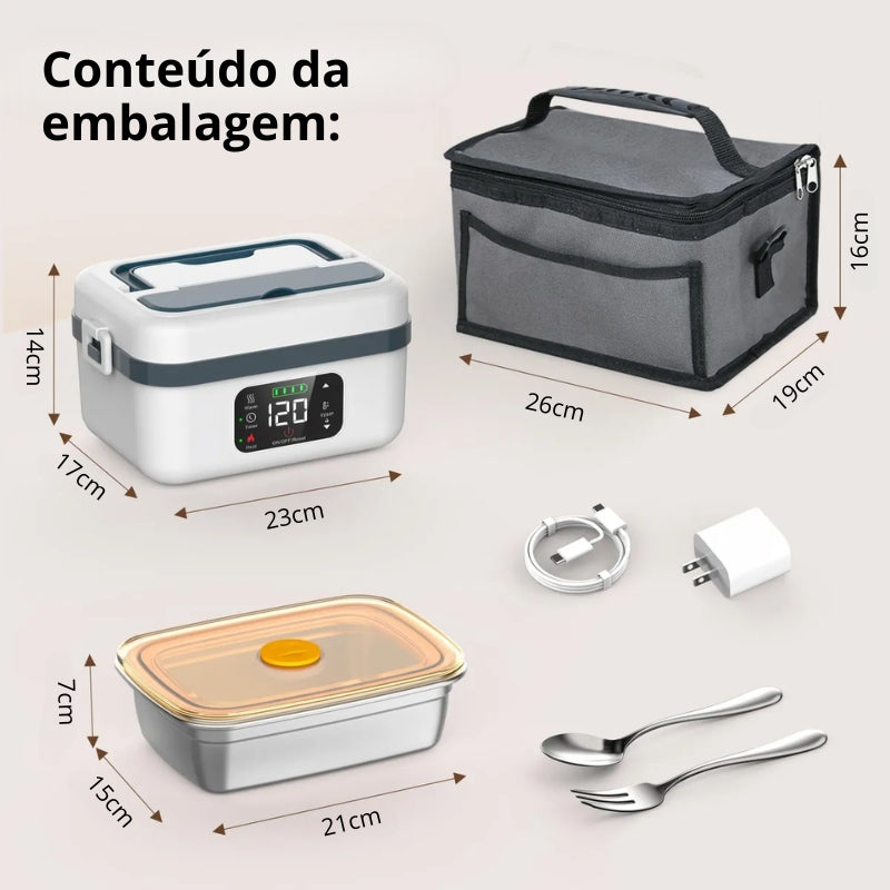 Lancheira Elétrica sem Fio Alimosty com Talheres de Brinde!