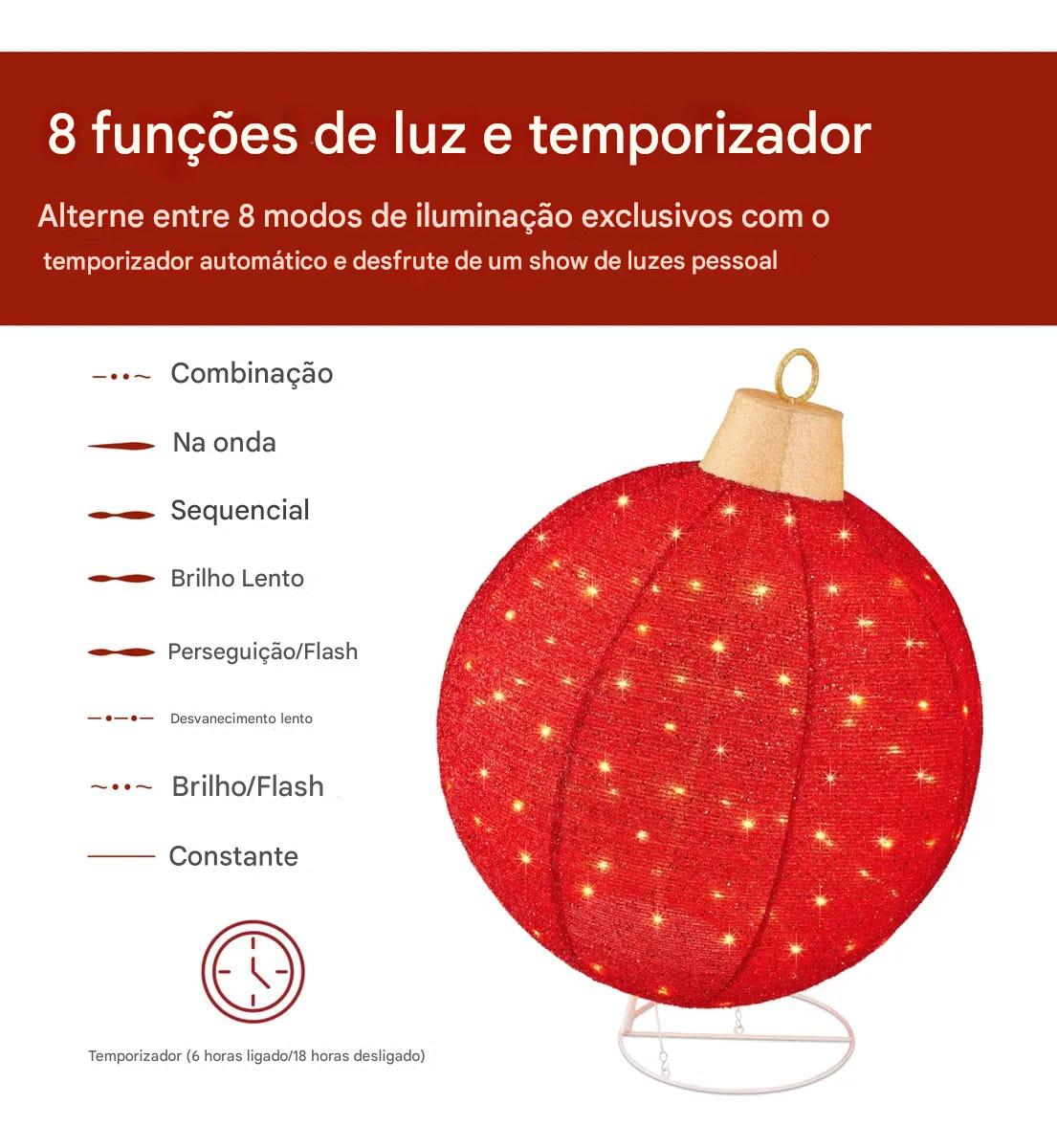 Conjunto Esferas de Enfeites de Natal com Micro Leds 2025