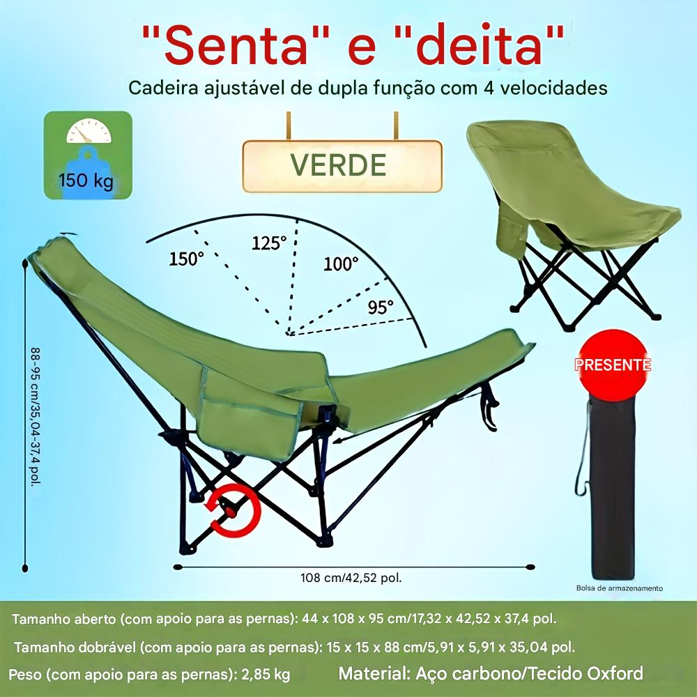 ( COMPRE 1 E LEVE 2 ) Cadeira de Camping Portátil Ajustável e Dobrável
