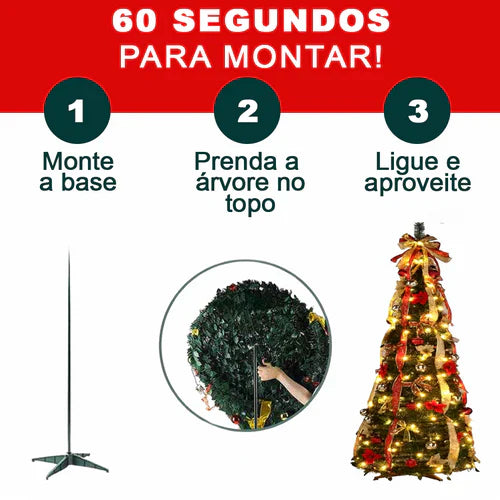 Árvore de Natal Retrátil Estilo Pinheiro - Decoração Luxuosa + BRINDE HOJE