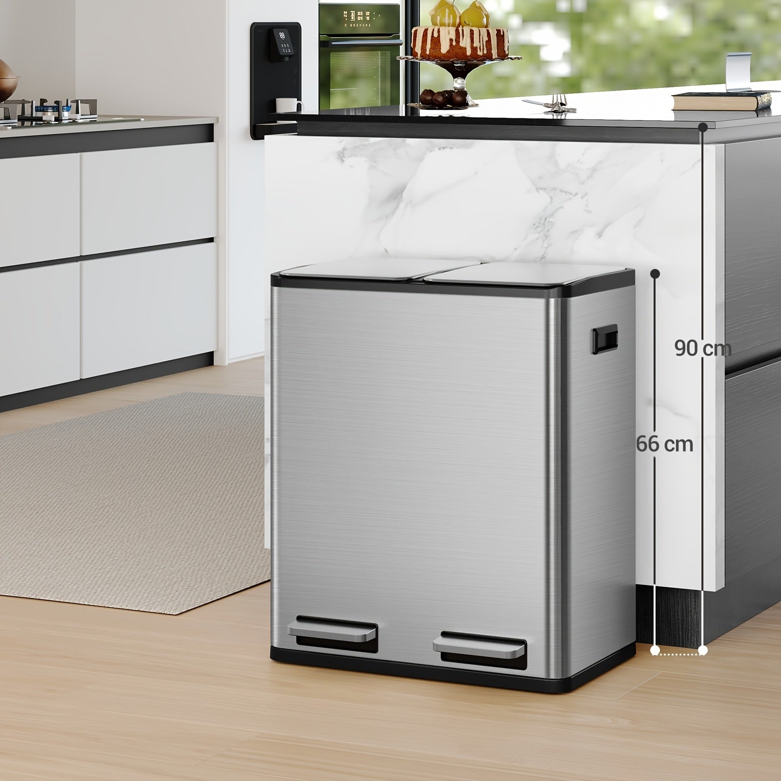 Lixeira Com Sistema de Separação de Resíduos de 2 compartimentos - 60 L