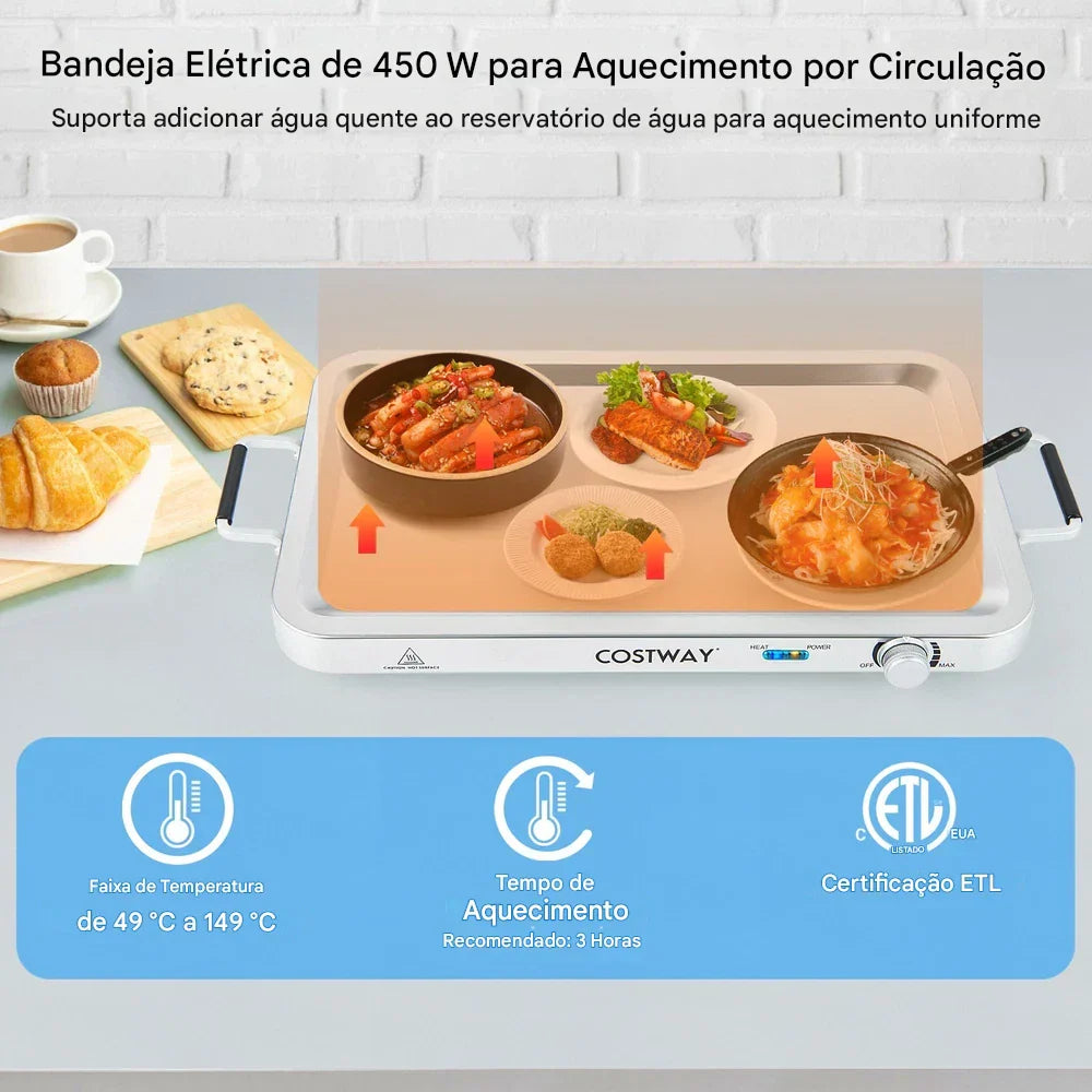 Bandeja de Aquecimento Elétrica Aquecedor de Alimentos Servidor Buffet 450W