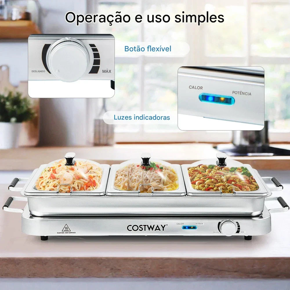 Bandeja de Aquecimento Elétrica Aquecedor de Alimentos Servidor Buffet 450W